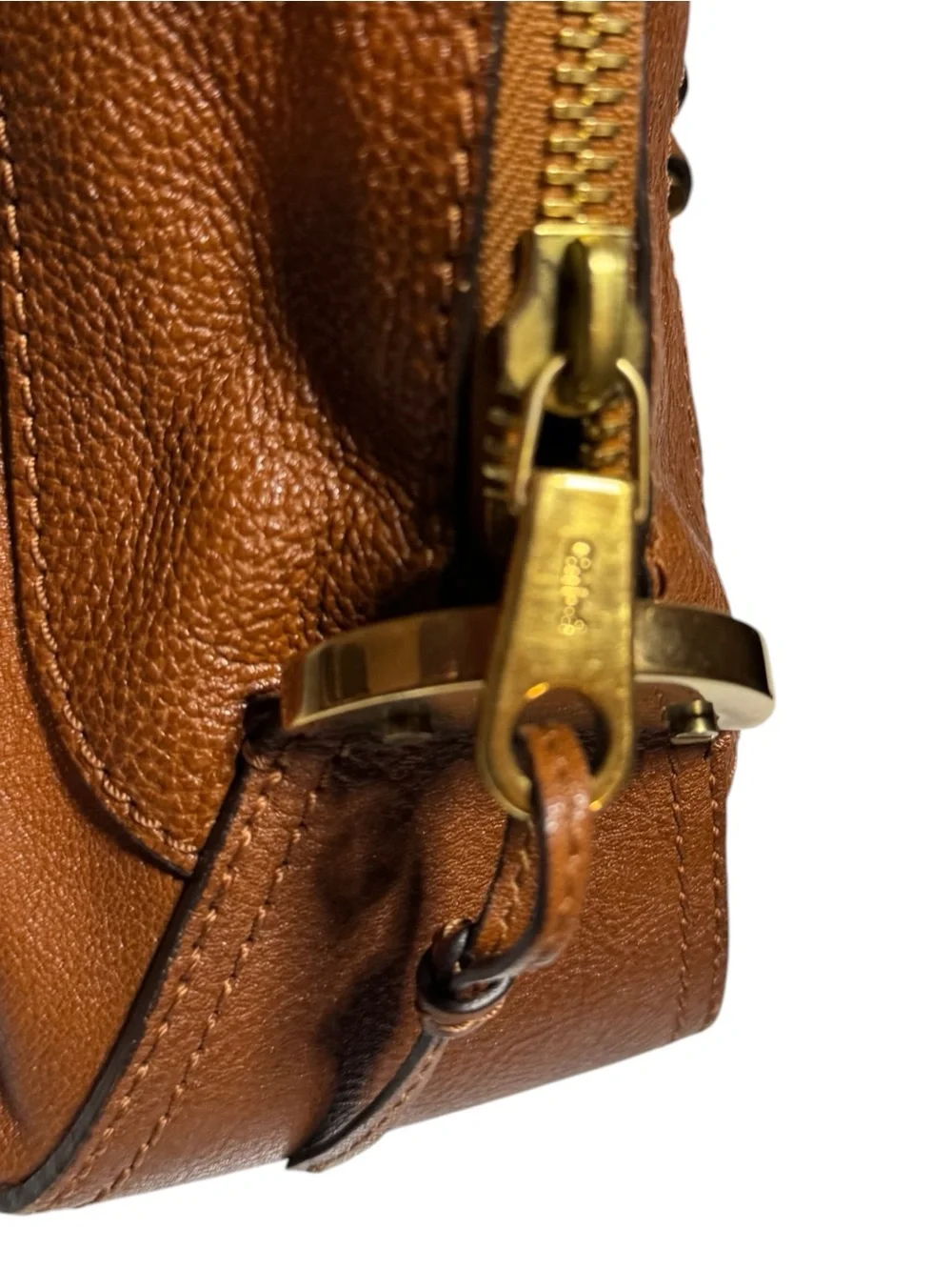Chloe Tan Leather Bowler Dome Georgia Satchel Handbag